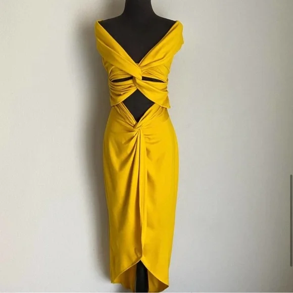 Yaura Revolve sz 12 ChiChi Dream Dress. Midriff cutout high-low maxi NWT - Picture 6 of 13